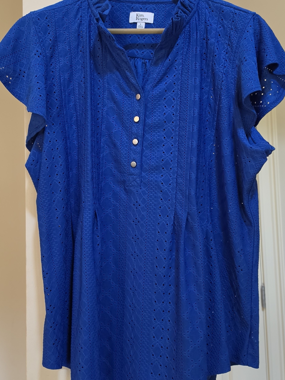 Kim Rogers Cobalt Blue Eyelet Button-Front Tunic